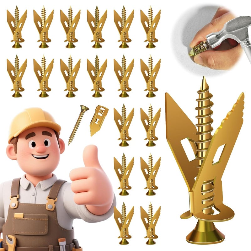 Magicave 200 Pcs Self Drilling Drywall Anchors with Screws Kit, Metal Expansion Bolt for Drywall,No Drill Or Holes in Wall, Holds Up to 100lbs, for Tv, Shelves, Picture Frames - Image 1